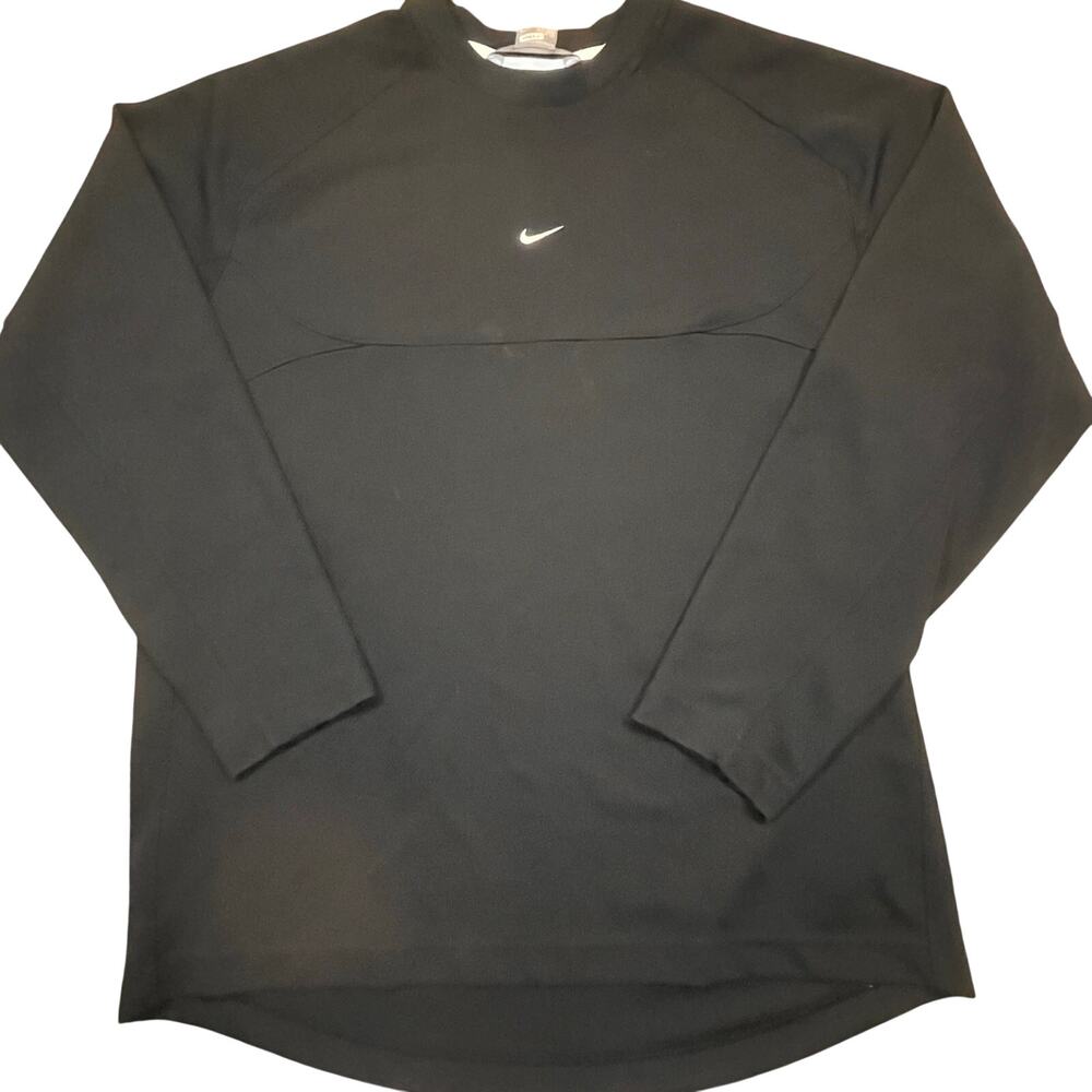 Vintage Nike Black Long Sleeve Crewneck Center Swoosh Pullover Shirt XL
